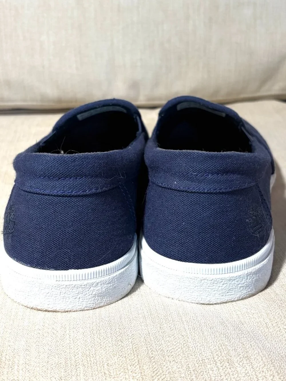 Timberland canvas shoes 10.5 navy slip on